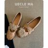 Zapatos de Piel de Cordero Genuina Super Suave Estilo Francés de una Sola Capa para Mujer con Elevación Interior de Altura Zapatos de Ballet Pulidos de Color Zapatos de Noche con Falda Zapatos Mary Jane