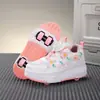 Nuevos Zapatos con Ruedas de Cuatro Ruedas Modelo Transfronterizo para Niñas, Zapatos de Patín Deportivos con Hebilla Giratoria Conveniente, Zapatos de Patín Deportivos Universales Desmontables