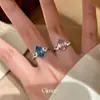 Anillo Abierto de Rombos de Circonita Moda Super Hada Coreana Anillo de Dedo Índice de Gama Alta Nicho Temperamento Dulce Joyería para Manos Venta al por Mayor
