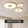 Nueva Lámpara de Techo para Sala de Estar Estilo Chino Creativa Zen Flor de Loto Hoja de Loto Lámpara de Dormitorio Retro Madera Maciza Lámparas de Habitación