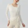 Tops de Yoga para Mulheres com Bojo, Roupas de Treino para Pilates, Roupas Esportivas de Manga Longa com Efeito Emagrecedor para Dança Moderna e Prática para Mulheres