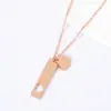 Colar de Metal em Estoque Transfronteiriço Coração Vazado em Formato de Coração Inclinado Pêssego em Branco Material de Impressão a Laser Colorida Colar de Aço Inoxidável Gravado