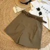 Pantalones Cortos de Trabajo de Seda de Hielo para Mujer Verano Delgados de Cintura Alta Sueltos de Letra A Rectos Traje Pantalones Casuales de Longitud Media Pantalones de Pierna Ancha