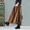 Falda Midi Artística Vintage de Otoño e Invierno para Mujer Costuras de Bolsillo Pana Flor Falda Burbuja Falda Slim Falda Línea A