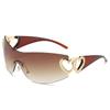 2024 Nuevos Accesorios de Corazón Gafas de Sol de Una Pieza Y2K Celebridad de Internet Ins Gafas de Sol de Una Pieza Gafas de Sol Modernas de Tendencia Europea y Americana