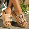 Zapatos Planos de Playa Retro para Mujer con Hebilla de Doble Fila y Punta Abierta, Sandalias de Suela Suave Estilo Birkenstock en Tallas Grandes, Nuevo Modelo de Verano 2026