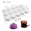 Molde de bolo mousse redondo plano de 15 peças, molde de sanduíche redondo de silicone, molde de tambor pequeno, molde de sobremesa e fondant para assar