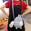 Bolsa de celular fofa de verão estilo japonês em lona transversal pequena feminina Bolsa de ombro mini com desenho de coelho para garotas frescas