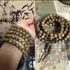 108 Cuentas Budistas que Traen Fortuna Hechas de Sándalo Negro, Sándalo Verde y Ciprés, Cuentas Pequeñas de Vajra, Pulsera de Cuentas de Oración de Palosanto Negro para Hombres y Mujeres, Joyería para Parejas
