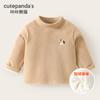 Kaka Panda Camiseta infantil com forro de lã e manga comprida, camisa básica para meninos e meninas, roupas de inverno para bebês, outono e inverno, top para bebês