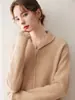 Nuevo Cárdigan de Cachemir Grueso Color Trigo Verde Otoño/Invierno 2026 Suelto Cálido Cremallera Tejido de Lana Ropa Exterior para Mujer