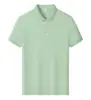 Camisa Polo Lyocell Elegante de Manga Curta com Gola Reversível, Simples e Versátil, Business Casual com Peças de Trabalho Estampadas e Bordadas