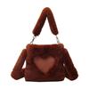 Bolsa de Felpa Linda Cálida de Nicho para Mujer Invierno Nueva Moda Bolso Cubo Peludo al Hombro Bolso Cruzado