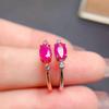 Recomendación del tendero Anillo de Rubí Natural Plata 925 Chapado en Oro Piedra Principal Roja Birmana Diseño Simple Anillo de Mujer