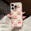 Adecuado para iPhone 18 Pro Estilo 15Ins Funda para Teléfono con Lazo y Cerezas Brillantes de Cuatro Esquinas Anti-Caídas 16 Apple Cobertura Completa