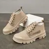 2026 Novos Sapatos de Trabalho Casual Lona Resistente a Desgaste Sapatos de Libertação Botas Martinas Cano Baixo Estilo Britânico Tendência Sapatos Masculinos de Solado Grosso