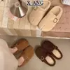 Em estoque~Sapatos de lã de cordeiro com sola grossa para mulheres, estilo Birkenstock de pelúcia, sem cadarço, forrados com fleece para aquecimento, chinelos de algodão femininos