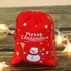 Bolsa de Presente de Flanela com Fundo Arredondado (Ping An Guo) Bolsa com Cordão Papai Noel Boneco de Neve Pelúcia Bolsa com Cordão Saco para Doces e Presentes