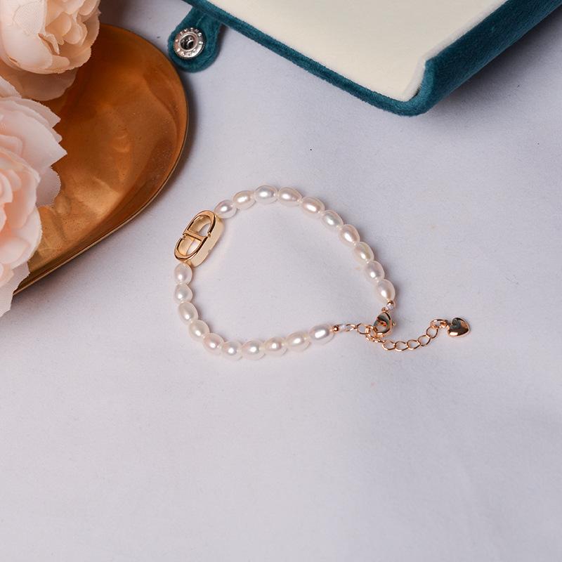 高级感简约天然淡水珍珠手链小众轻奢14k注金编织