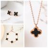 Collar de trébol de acero de titanio, aretes de botón, pulsera, madreperla, juego de trébol, color inalterable, elegante, joyería de alta gama