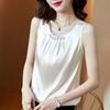 Camisola de Primavera y Verano para Mujer Capa Interior Talla Grande Satén de Acetato Espalda Hermosa Top sin Mangas Ropa Exterior para Mujer Top para Gorditas mm