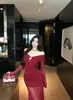 Vestido Sexy de Estilo Maduro Ajustado con Parches de Malla sin Hombros de Manga Larga para Mujer, Vestido Largo Bodycon Fruncido de Primavera