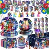 Artículos de Mesa para Fiesta Temática de Super Mario Platos de Papel de Dibujos Animados Servilletas de Papel Vasos Mantel Banderines Suministros de Decoración para Cumpleaños Infantil