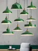 Lámpara de araña para restaurante estilo industrial retro, creativa personalizada de una sola cabeza, para restaurante de hot pot, barbacoa, lámparas decorativas verdes de moda en internet