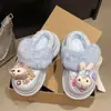 Chinelos de Algodão Fechados Versáteis da Moda para Mulheres, Chinelos de Algodão Fechados Fofos com Desenhos para Mulheres, Adequados para Uso Externo, Novo Modelo Outono e Inverno 2025