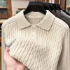 Suéter de punto grueso de alta calidad para hombre, transfronterizo, colección otoño/invierno 2026, con cuello mandarín, mangas largas y diseño de punto trenzado.