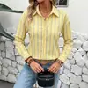 Item popular de exportação da Amazon: Roupas femininas europeias e americanas, camisa casual listrada de manga comprida com corte solto