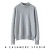 Nuevo Estilo Otoño e Invierno 100% Cachemira Pura Punto Cuello Redondo Manga Larga Suéter Suave y Sedoso para Mujer Camisa Base Cálida de Color Puro para Mujer