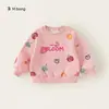 Bangxuan Huzhou Zhili Ropa Infantil Sudadera para Niñas Estampado Completo Casual Suéter para Niños Pequeños Holgado Cómodo Top Infantil