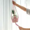 Sacos de Rede para Vasos de Flores Transfronteiriços, Cestas Suspensas de Corda de Algodão e Linho Trançadas à Mão, Vasos de Flores para Plantas Verdes Internas e Externas, Cestas Suspensas, Varejo de Jardinagem