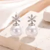 Brincos Elegantes, Compactos e Refinados com Imitação de Pérola e Zircônia para Outono e Inverno - Doces, Delicados, Simples e de Nicho - Venda por Atacado
