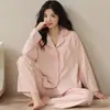 Pijama Nuevo para Mujer 2024 Primavera y Otoño Algodón Manga Larga Pantalones talla extra Traje para Estudiantes Ropa de Exterior Ropa para Casa