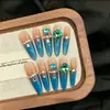 Puntas Azules Francesas Ojo de Gato para Uñas Largas para Manicura, Piezas de Uñas Prehechas, Venta al por Mayor desde Fabricante, Puntas de Uña Delgadas con Forma de Perro