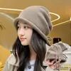 8327 otoño e invierno lindo oso sombrero cálido cara pequeña protección para las orejas sombrero de punto de lana moda coreana sombrero con cordón para mujer