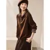 Sudadera con Capucha de Dos Piezas Falsas, Cuello Alto, Patchwork, Bloques de Color, Capas, Estilo Otoño, Commuter Sencillo 25