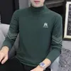 300g Veludo Alemão Outono/Inverno Veludo Escovado Dupla Face Gola Alta Manga Longa Camada Base Masculina Quente Roupas de Outono Camiseta