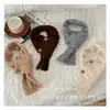 Bufanda de Lana para Niños Estilo Japonés Elegante Hebilla de Madera Torcedura Distintiva Cálida Bufanda Tejida Cruzada para Niños y Niñas