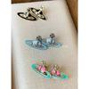 Estilo ins europeo y americano Pendientes Saturno OVNI de pintura bicolor Cobre chapado en oro Aguja de plata 925 Pendientes elegantes y sencillos para mujer