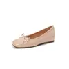 Sapatos Femininos Planos Franceses de Corte Baixo Personalizados com Aumento Oculto de Altura Sapatilhas de Balé Retrô com Solado Macio e Laço Sapatos Femininos Plus Size