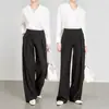 Calça Social Cinza Ampla de Corte Reto para Mulheres, Design Outono e Inverno 2026, Calça Casual Ampla de Tencel com Duas Pregas Estendida