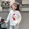 Top Casual Infantil Cartoon para Primavera e Outono de 2026, Roupa de Algodão Puro para Meninas, Camiseta de Manga Longa Super Fofa e Estilosa