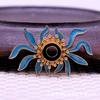 60787 Joyería Estilo Antiguo DIY Cobre Goteo de Aceite Hecho a Mano Cloisonné Azul Quemado Pasador Corona de Cabello Material Accesorios 21*35mm