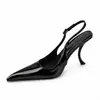 Sapatos Femininos de Salto Alto Novos de Verão 10cm 2026 Preto Fashion Feminino Bico Fino Salto Agulha Sandálias de Encaixar