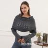 Chal de Punto Extendido Calado de Doble Manga Transfronterizo Europeo y Americano para Amazon, Bufanda de Punto Trenzado Multiusos para Mujer en Otoño e Invierno