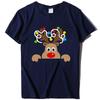 2021 ins Tendencia Transfronterizo Venta al por mayor Camiseta de Manga Corta para Mujer con Estampado de Ciervo Navideño Suéter Holgado de Manga Corta