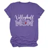 Amazon eBay sitio independiente moda casual mujer voleibol mamá estampado de leopardo cuello redondo camiseta